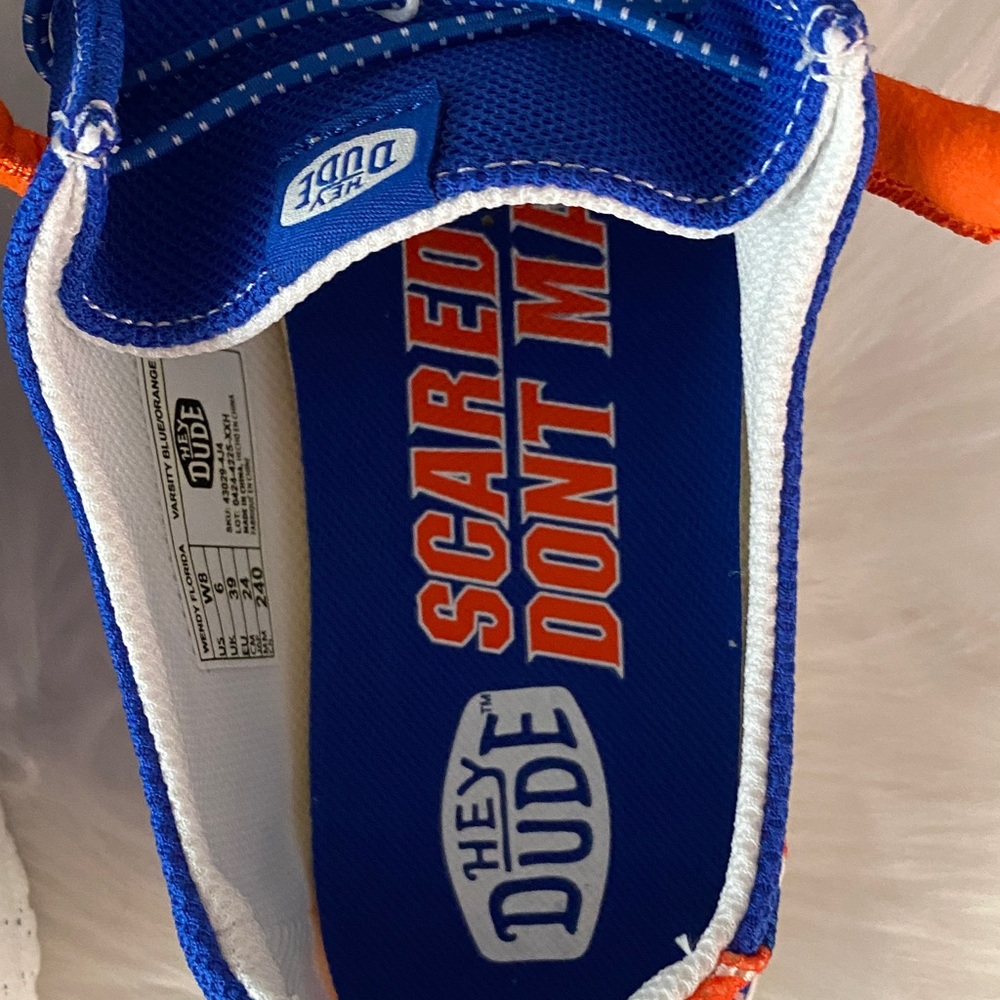 Hey Dude WOMENS Florida gators Blue and Orange Shoes size W8 - Picture 6 of 11